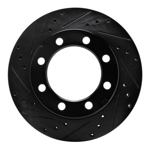 R1 77-93 Chevrolet V30 & V3500 Pickup Front Left Drilled & Slotted Black Brake Rotor