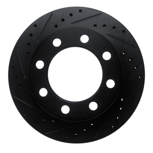 R1 89-93 Dodge D250 Front Left Drilled & Slotted Black Brake Rotor
