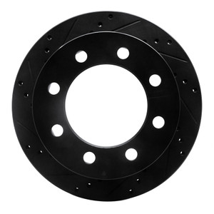R1 00-02 Dodge Ram 2500 Rear Left Drilled & Slotted Black Brake Rotor