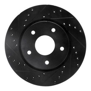 R1 08-16 Chrysler Town & Country Front Left Drilled & Slotted Black Brake Rotor