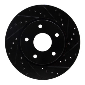 R1 08-16 Chrysler Town & Country Front Right Drilled & Slotted Black Brake Rotor