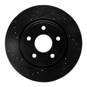 R1 05-10 Jeep Commander Front Left Drilled & Slotted Black Brake Rotor