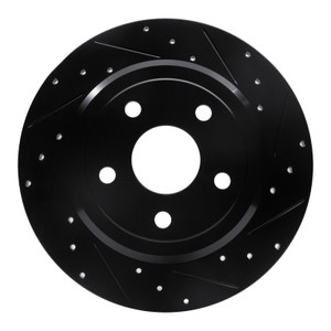 R1 11-22 Dodge Durango Rear Right Drilled & Slotted Black Brake Rotor