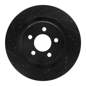 R1 11-12 Jeep Liberty Front Left Drilled & Slotted Black Brake Rotor