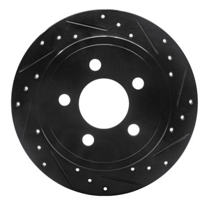 R1 03-07 Jeep TJ (Canada - See Wrangler for US) Rear Right Drilled & Slotted Black Brake Rotor