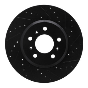 R1 06-16 Buick Lucerne Front Right Drilled & Slotted Black Brake Rotor