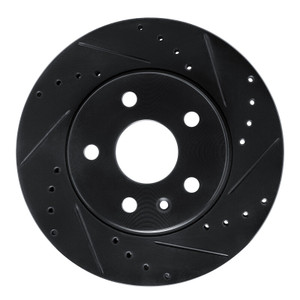 R1 11-16 Buick LaCrosse Front Right Drilled & Slotted Black Brake Rotor