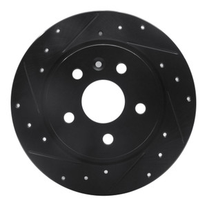 R1 11-22 Buick Encore Rear Left Drilled & Slotted Black Brake Rotor