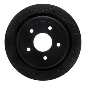 R1 97-13 Cadillac XLR Rear Left Drilled & Slotted Black Brake Rotor