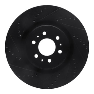 R1 04-11 Cadillac STS Front Left Drilled & Slotted Black Brake Rotor