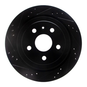 R1 08-19 Cadillac CTS Rear Left Drilled & Slotted Black Brake Rotor