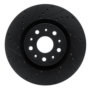 R1 14-25 Cadillac CTS Front Left Drilled & Slotted Black Brake Rotor