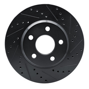 R1 05-05 Buick LeSabre Front Right Drilled & Slotted Black Brake Rotor