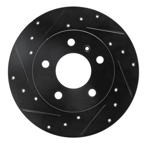 R1 04-16 Buick Allure Rear Left Drilled & Slotted Black Brake Rotor