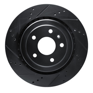R1 14-19 Chevrolet Corvette Rear Left Drilled & Slotted Black Brake Rotor