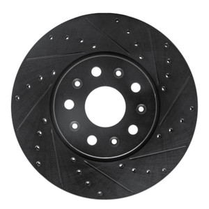 R1 16-25 Cadillac CT5 Front Right Drilled & Slotted Black Brake Rotor