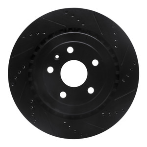 R1 16-24 Cadillac ATS Rear Right Drilled & Slotted Black Brake Rotor