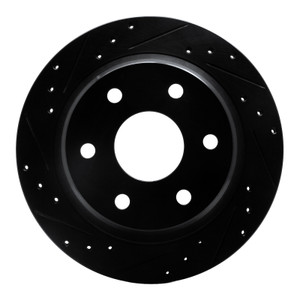 R1 99-07 Chevrolet AVALANCHE 1500 Rear Left Drilled & Slotted Black Brake Rotor