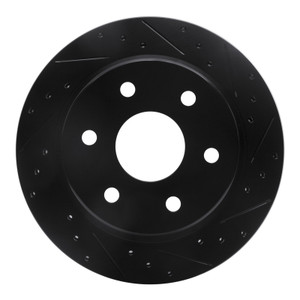 R1 00-14 Cadillac Escalade ESV Rear Right Drilled & Slotted Black Brake Rotor