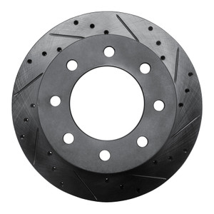 R1 03-05 Chevrolet Silverado 1500 Rear Right Drilled & Slotted Black Brake Rotor