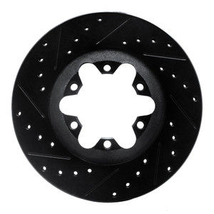 R1 04-08 Chevrolet Colorado Front Left Drilled & Slotted Black Brake Rotor