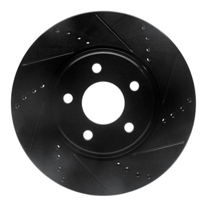 R1 04-12 Chevrolet Cobalt Front Right Drilled & Slotted Black Brake Rotor