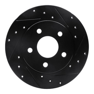 R1 04-12 Chevrolet Malibu Rear Right Drilled & Slotted Black Brake Rotor