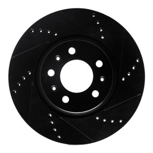 R1 06-10 Pontiac Solstice Front Right Drilled & Slotted Black Brake Rotor
