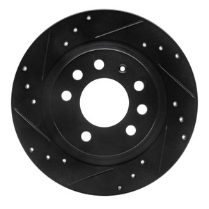 R1 06-10 Pontiac Solstice Rear Left Drilled & Slotted Black Brake Rotor