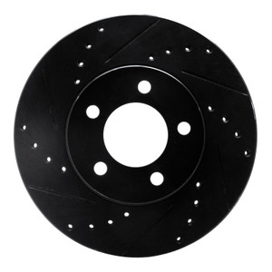R1 91-00 Ford Thunderbird Front Left Drilled & Slotted Black Brake Rotor