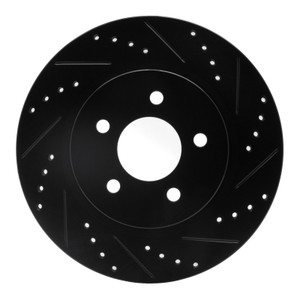 R1 05-14 Ford Mustang Rear Right Drilled & Slotted Black Brake Rotor