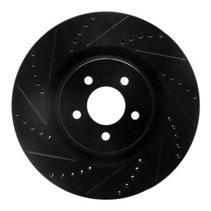 R1 07-14 Ford Mustang Front Left Drilled & Slotted Black Brake Rotor