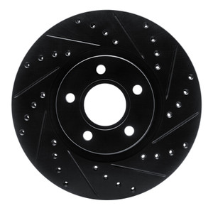 R1 04-19 Ford C-MAX Front Right Drilled & Slotted Black Brake Rotor