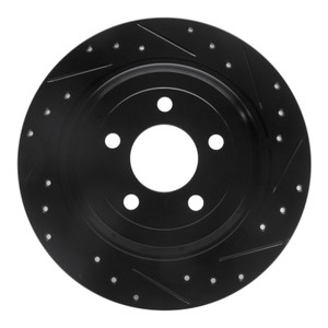 R1 15-23 Ford Mustang Rear Right Drilled & Slotted Black Brake Rotor