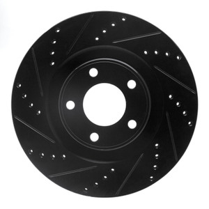 R1 07-15 Ford Edge Front Left Drilled & Slotted Black Brake Rotor