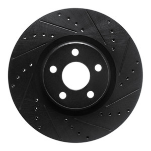 R1 15-20 Ford Edge Front Right Drilled & Slotted Black Brake Rotor