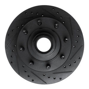 R1 86-94 Ford E-250 Econoline Club Wagon Front Right Drilled & Slotted Black Brake Rotor