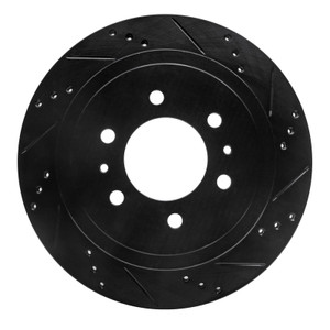 R1 04-11 Ford F-150 4WD Rear Right Drilled & Slotted Black Brake Rotor