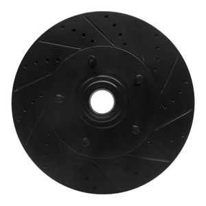 R1 04-06 Ford E-150 Front Right Drilled & Slotted Black Brake Rotor