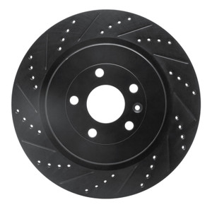R1 13-19 Ford Police Interceptor Sedan Rear Left Drilled & Slotted Black Brake Rotor