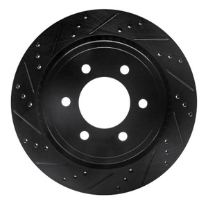 R1 15-17 Ford F-150 4WD Rear Left Drilled & Slotted Black Brake Rotor