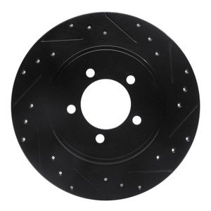 R1 03-05 Lincoln AVIATOR Rear Right Drilled & Slotted Black Brake Rotor