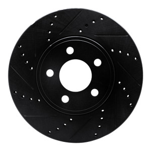 R1 03-11 Ford Crown Victoria Front Left Drilled & Slotted Black Brake Rotor