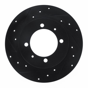 R1 88-93 Dodge 2000 GTX Rear Left Drilled & Slotted Black Brake Rotor