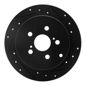 R1 00-10 Pontiac Vibe Rear Right Drilled & Slotted Black Brake Rotor