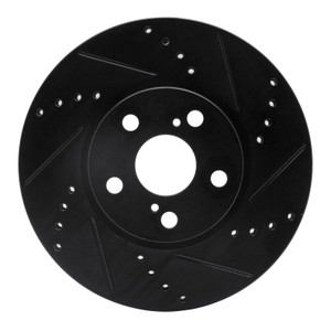 R1 08-19 Pontiac Vibe Front Right Drilled & Slotted Black Brake Rotor