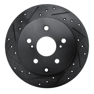 R1 09-13 Pontiac Vibe Rear Left Drilled & Slotted Black Brake Rotor