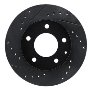 R1 93-03 Ford Probe Front Left Drilled & Slotted Black Brake Rotor