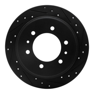 R1 06-10 Hummer H3 Rear Right Drilled & Slotted Black Brake Rotor