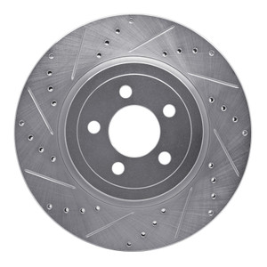 R1 05-23 Chrysler 300 Front Left Drilled & Slotted Silver Brake Rotor